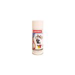 Spray Modelo de 11 onzas mate blanco brillante intermedia, lata blanca con etiqueta que muestra ejemplos de uso