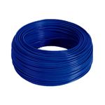 Cable THHN caja Phelps Dodge 14 azul, rollo compacto enrollado en círculo visto desde un ángulo superior