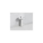 Lavamanos blanco de pedestal 1H XFH-210 Oakbrook Collection Sinsa, vista frontal con grifo cromado instalado