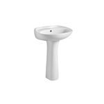 Lavamanos blanco de pedestal 1H XFH-210 Oakbrook Collection Sinsa, vista frontal completa sobre fondo blanco