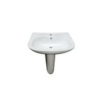 Lavamano blanco de pedestal 1H XFH-207 Oakbrook Collection, vista frontal del lavabo blanco con su base de pedestal