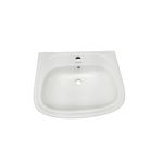 Lavamanos blanco de pedestal 1H XFH-207 Oakbrook Collection, vista cenital del lavabo blanco con orificio para grifería