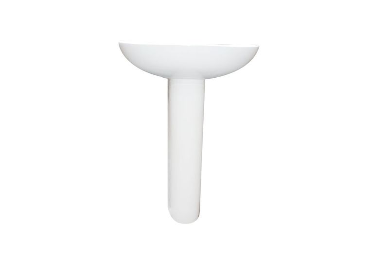 Lavamano blanco de pedestal 1H XFH-207 Oakbrook Collection, vista frontal completa sobre fondo blanco