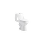 Sanitario elongado de cierre suave 72 cm doble descargue Oakbrook, vista frontal diagonal en color blanco