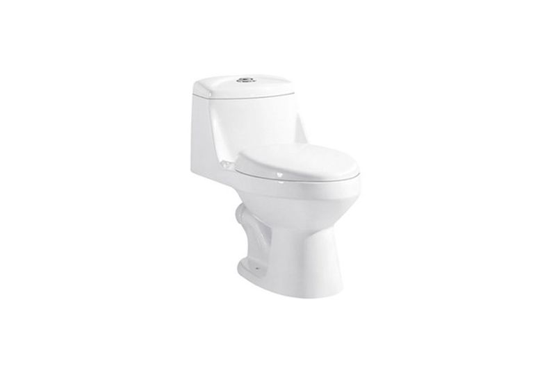 Sanitario elongado de cierre suave 72 cm doble descargue Oakbrook, vista frontal diagonal en color blanco