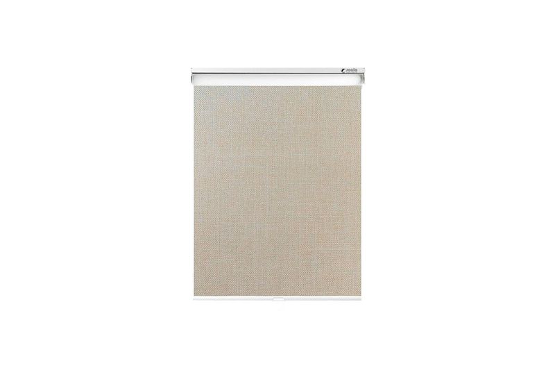 Cortina roller blackout cordless 121.92x162.56 champaña New Space, vista frontal extendida sobre fondo blanco