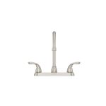 Llave para pantry doble manija cuello alto satín Pfister, vista frontal completa del grifo en acabado satinado