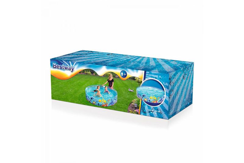 Piscina para niños Odyssey 1.83 m diámetro x 38 cm alto 2+ años Bestway, en su caja con ilustración del producto
