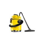 Aspiradora doméstica WD1 120 V Kärcher 3.17 gal 1200 W, equipo amarillo con manguera negra y boquilla de piso acoplada