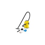 Aspiradora doméstica WD1 120V Kärcher 3.17 gal 1200W, equipo amarillo con manguera, boquillas y bolsa de tela azul