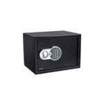 Caja de seguridad electrónica Hermex de 1.00 cu digital, vista frontal en color negro con teclado numérico y perilla