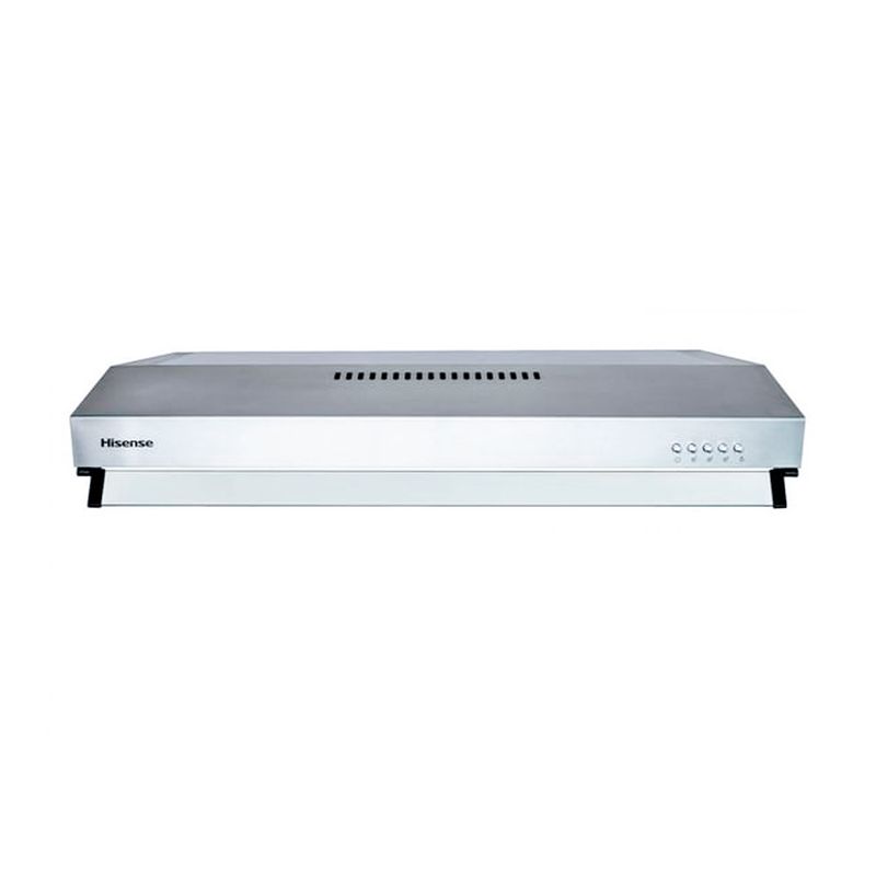 Extractor de grasa acero inoxidable 50 cm Hisense, vista frontal del equipo en acabado plateado con botones de control