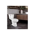 Sanitario 2 piezas palanca blanco elongado cierre normal 16.5-3 Home Plus, vista frontal en baño moderno con pared gris