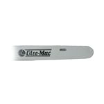 Barra para motosierra 30" mod. GS-720 Oleo-Mac, primer plano del cuerpo metálico con logotipos de marca y Oregon