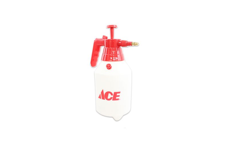 Rociador plástico Ace de 50 onzas, botella blanca con atomizador y mango color rojo
