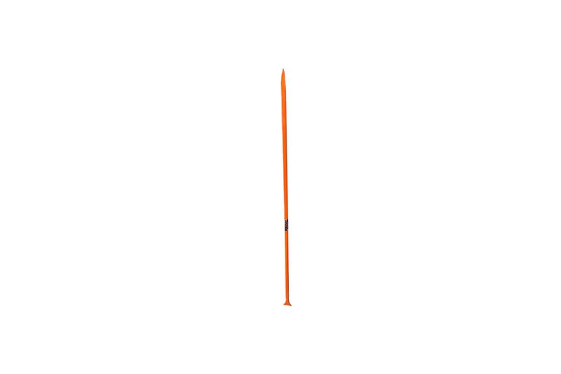 Barra ochavada Truper de 1 pulgada x 175 cm punta aguda, vista lateral completa en color naranja