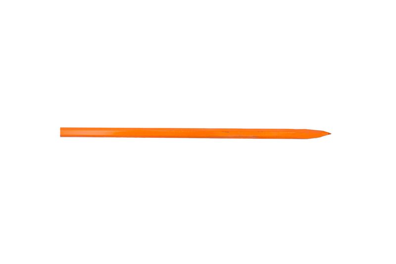 Barra ochavada Truper de 1 pulgada x 175 cm punta aguda, vista lateral completa de la herramienta en color naranja