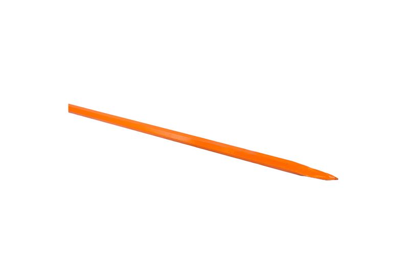Barra ochavada Truper de 1 pulgada x 175 cm punta aguda, vista lateral completa de la herramienta en color naranja