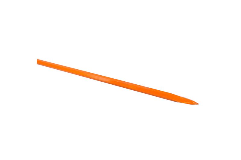 Barra ochavada Truper de 1 pulgada x 175 cm punta, vista lateral completa en color naranja sobre fondo blanco
