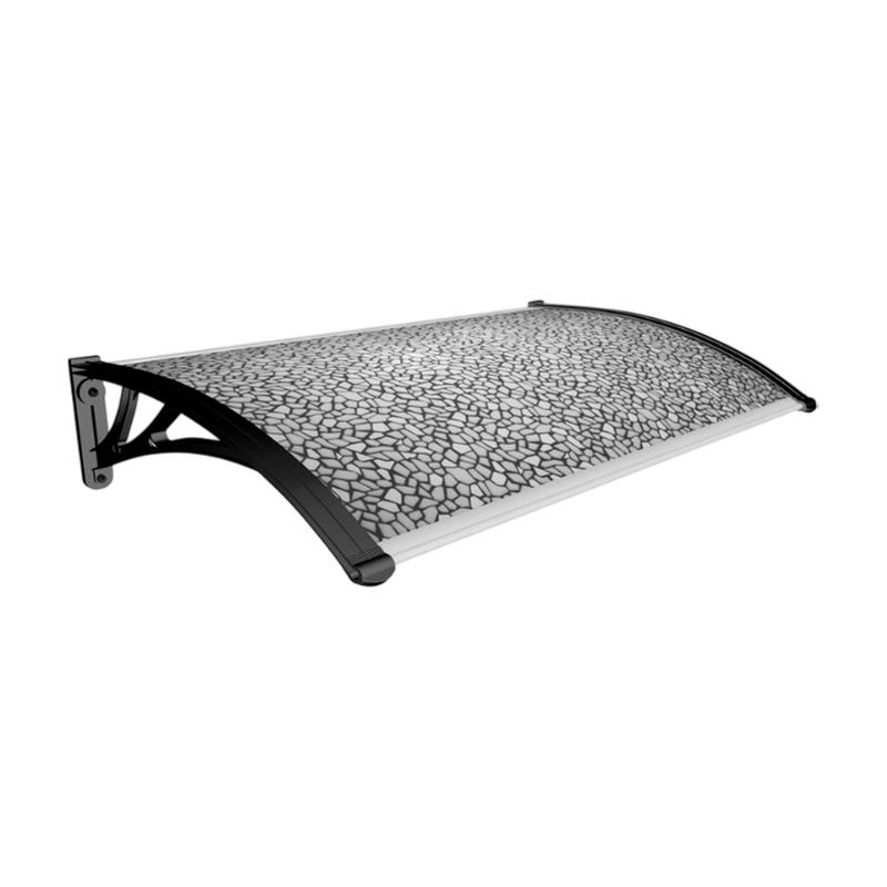 Alero negro Hoggan de 125.5 cm x 100 cm hoja doble, vista lateral en ángulo con soporte y cubierta transparente