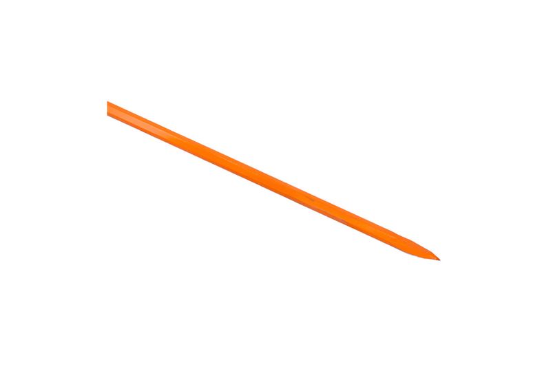 Barra ochavada Truper de 11/4 pulgadas x 175 cm punta, vista lateral completa de la herramienta en color naranja