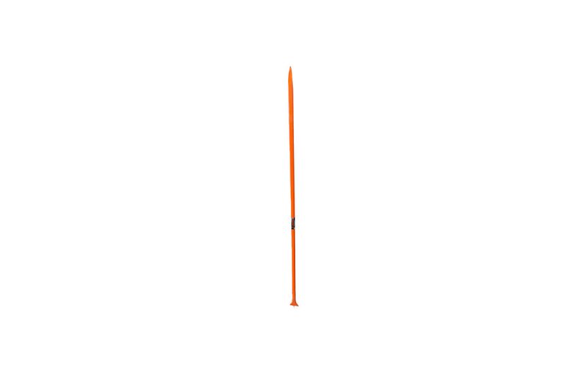 Barra ochavada Truper de 1 1/4 pulgadas x 175 cm punta, vista lateral completa de la herramienta en color naranja