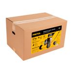 Cortagrama a gas 16 pulgadas 99 cc 3 hp Pretul, en su caja de cartón con ilustraciones y especificaciones técnicas