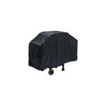 Funda para barbacoa Grill Mark de 68 x 21 x 40 pulgadas, color negro colocada sobre una parrilla con ruedas