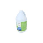 Alguicida para piscina Alguisol AquaChlor de 1 galón, vista lateral de la etiqueta con instrucciones y código de barras