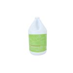 Alguicida para piscina Alguisol AquaChlor de 1 galón, vista posterior de la botella con tabla de aplicación y recomendaciones