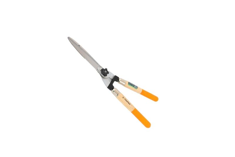 Tijera para podar 2 manos Truper de 19 pulgadas con mango grip y filo dentado, vista lateral completa sobre fondo blanco