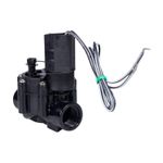 Válvula de control para aspersor Rain Bird de 3/4 pulgadas, vista lateral con cables eléctricos y terminales