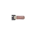 Cable PAWC para soldar carrete 1/0 negro SINSA, primer plano del corte transversal con filamentos de cobre trenzado