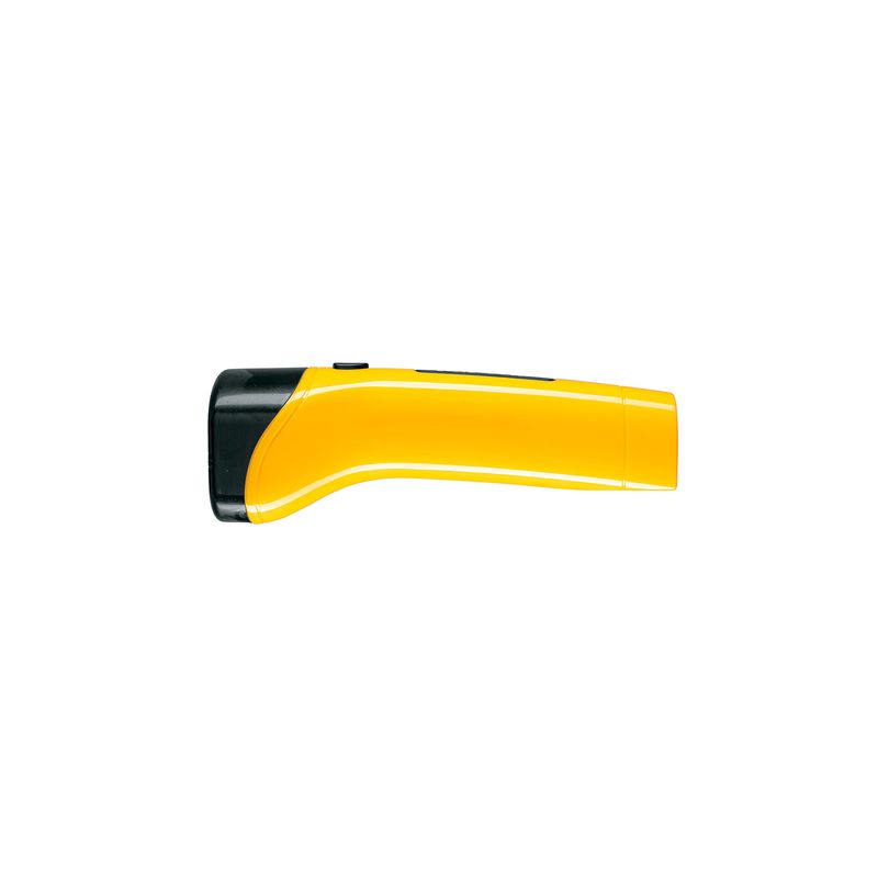 Linterna de mano recargable Pretul de 70 lm y LED, vista lateral del cuerpo amarillo y negro
