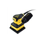 Lijadora orbital Stanley de 1/4 pulgada, 240 W y 120 V, vista lateral en colores amarillo y negro
