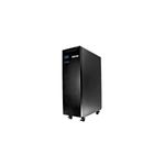 UPS online 10 kVA/10 kW tipo torre 120/240 V Forza, vista en ángulo tres cuartos del equipo negro con ruedas