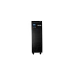 UPS Online 10 kVA / 10 kW tipo torre 120/240 V Forza, vista frontal del equipo negro con pantalla digital y ruedas