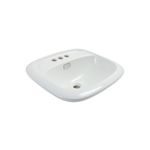 Lavamano Olympus O2 de empotrar blanco American Standard, vista superior inclinada que muestra los tres orificios para