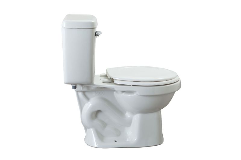 Sanitario Ecoline 2 piezas redondo de palanca blanco American Standard, vista lateral completa del equipo