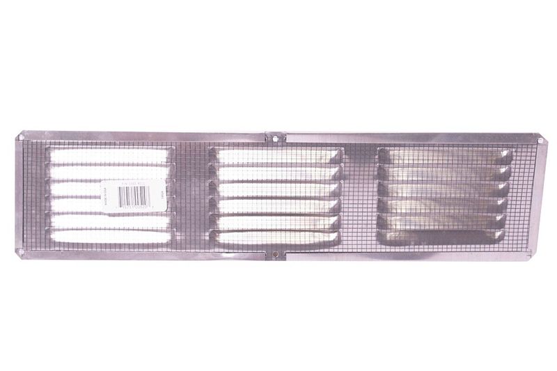 Parrilla de ventilación de aluminio Nimbus de 4 x 16 pulgadas, vista frontal del panel con rejilla y ranuras