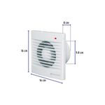Extractor de aire pared / techo 4 pulgadas 18 W 127 V blanco Volteck, con diagrama de medidas en centímetros