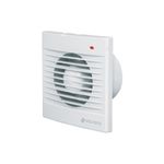 Extractor de aire pared / techo 4 pulgadas 18 W 127 V blanco Volteck, vista frontal en ángulo con rejilla y luz roja