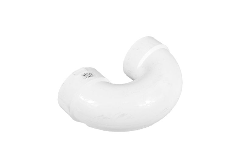Trampa PVC para baño 4 pulgadas Durman, vista lateral en color blanco resaltando la curvatura de la pieza
