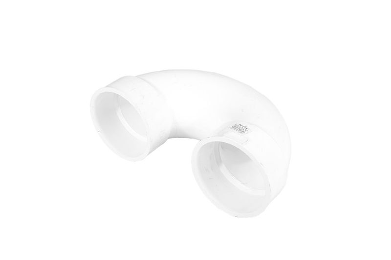 Trampa PVC para baño de 4 pulgadas Durman, vista lateral del accesorio blanco en forma de U