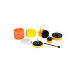 Juego de cepillos para pulido y limpieza Pretul de 11 piezas, variedad de discos y cepillos en colores amarillo, naranja y