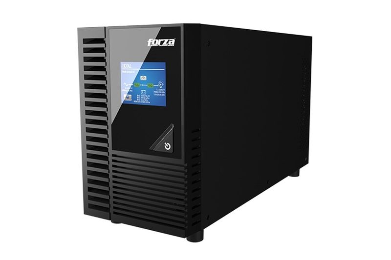 UPS online doble conversión 2000 VA / 1800 W 120 V 4 NEMA 5-15 Forza, equipo negro con pantalla digital frontal