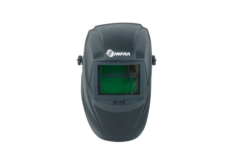 Máscara electrónica para soldar clásica Infra, vista frontal en color negro con visor rectangular verde