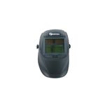 Máscara electrónica para soldar clásica Infra, vista frontal del casco en color negro con el visor rectangular