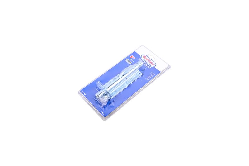 Pasador de pie 5 pulgadas zinc Best Value, producto en su empaque plástico con cartón azul y blanco
