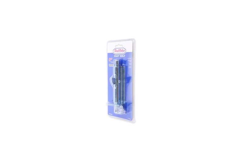 Pasador de pie 5 pulgadas zinc Best Value, producto dentro de su empaque plástico con tarjeta azul
